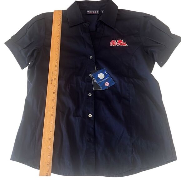 Ole Miss Navy Button Up Short Sleeves Cotton Blouse Women's Size Medium NWT - Picture 11 of 11